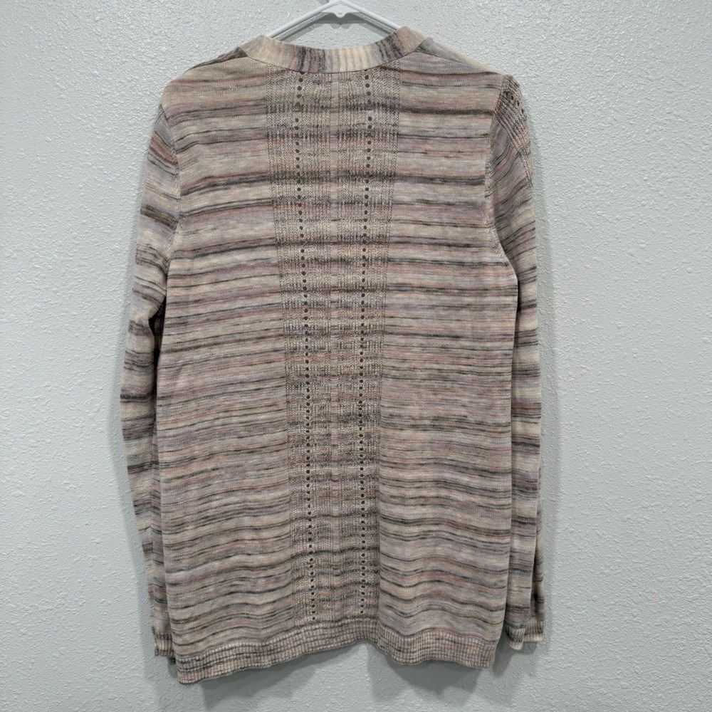 Maurices Space Dye Striped Open Front Cardigan Sweater Tan Pink‎ Plus Size 1 1X - Picture 4 of 9